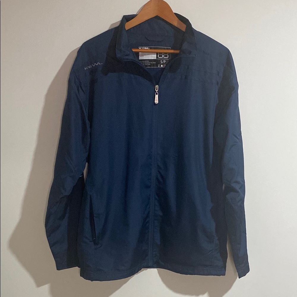 Blue Windbreaker Jacket with Full-Length Zipper